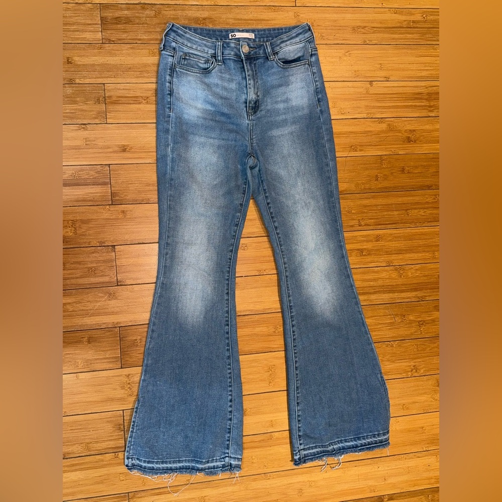 Women's SO High Rise Blue Flared Jeans